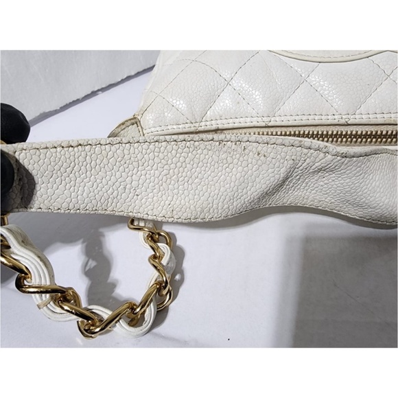 Authentic Chanel Caviar Timeless Baguette Shoulder Bag Off-White - Picture 11 of 16